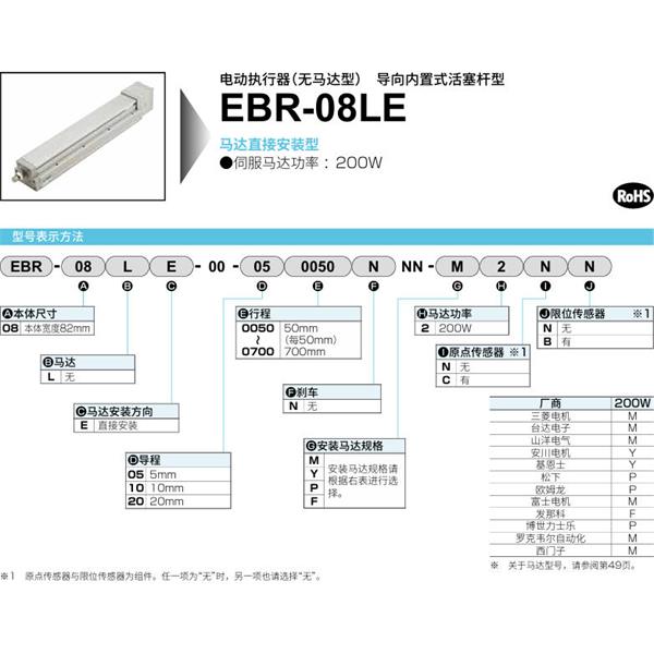 CKD喜開理電動執(zhí)行器（無馬達(dá)型）滑塊型EBR-08LE-00-200650NNN-F2CB