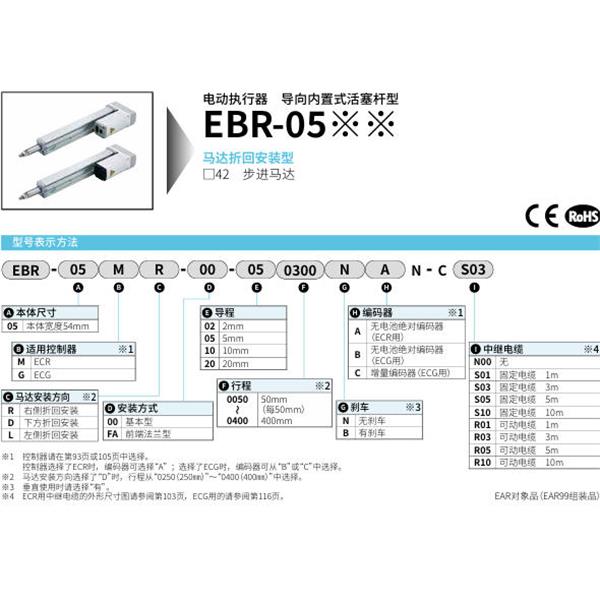 CKD喜開理電動執行器導向內置式活塞桿型EBR-05MR-FA-050050NAN
