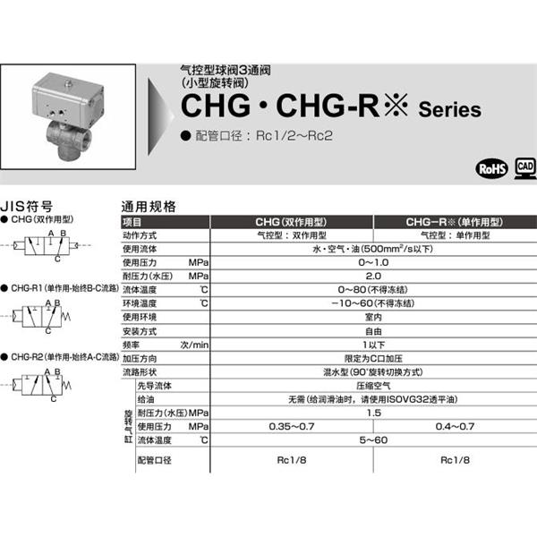 CKD喜開理氣控式球閥2?3通CHG-15- E