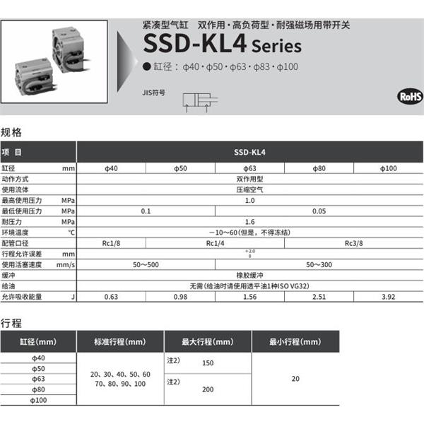 CKD喜開(kāi)理超級(jí)緊湊型氣缸SSD-KL4-50-40-V0-D-N-LB-I